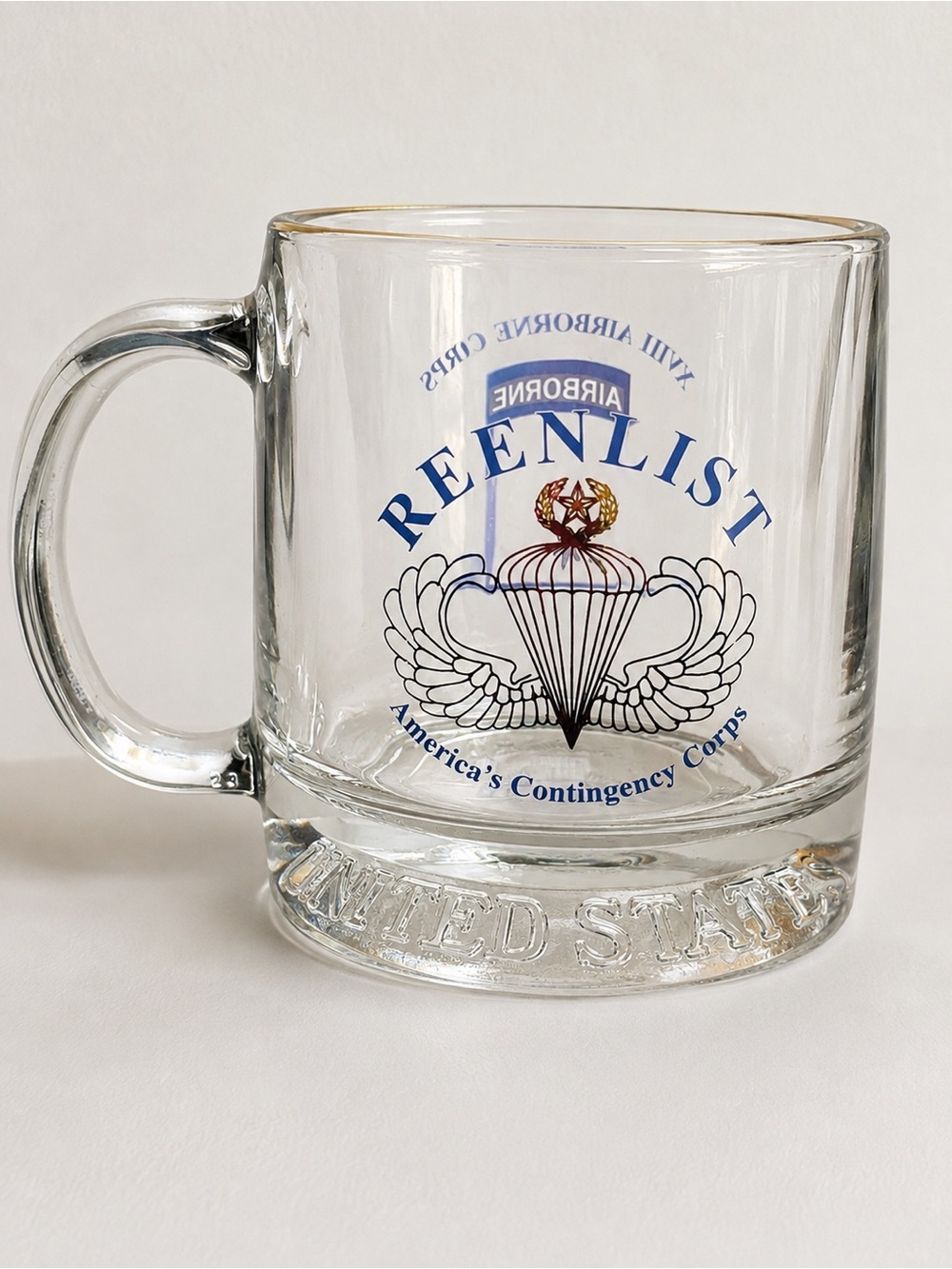 XVIII Airborne Corps Reenlistment U.S. Army Heavy Glass Military Mug